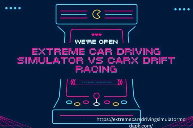 Extreme car driving simulator vs carx drift racing comparison showing both mobile racing games side by side