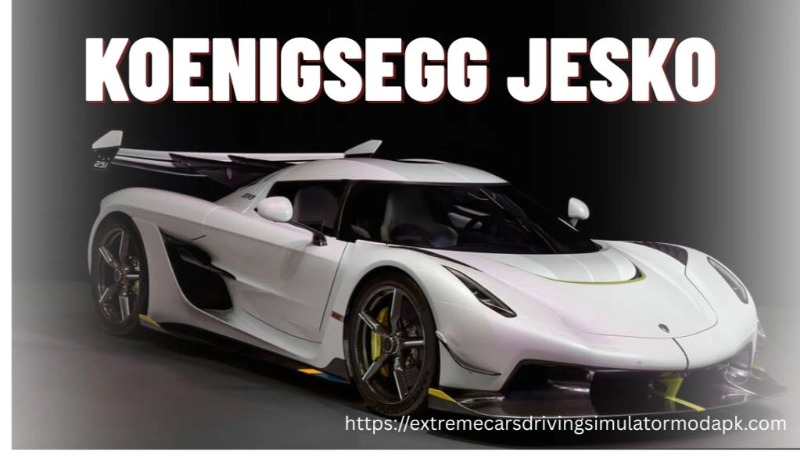 Koenigsegg Jesko second fastest car in Extreme Car Driving Simulator with 480 kmh speed and twin turbo V8 engine